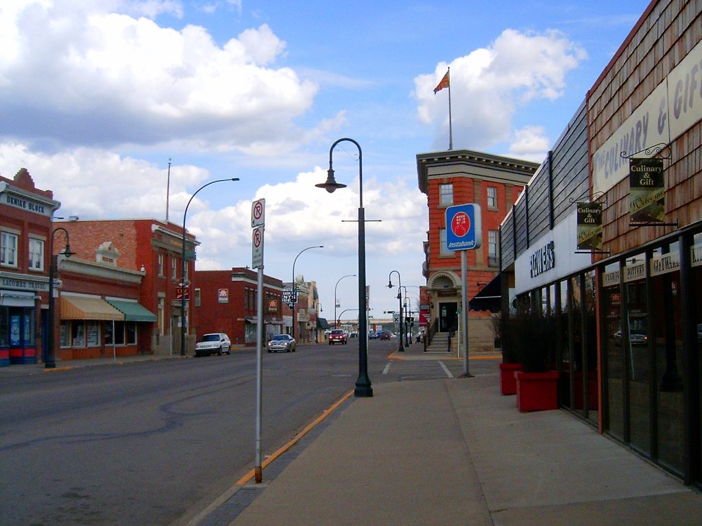 Historic Main Street in downtown Lacombe, Alberta